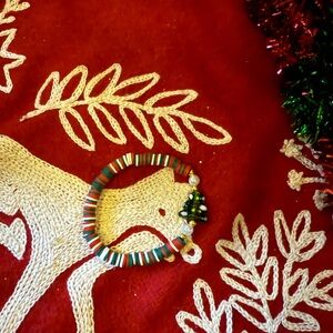 Christmas Clay Beaded Bracelet with Tree Charm